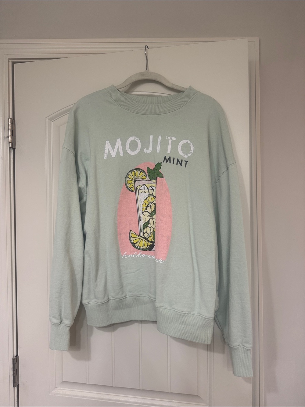 Tres Bien Mojito Graphic Sweatshirt - Mint with Pink Accent